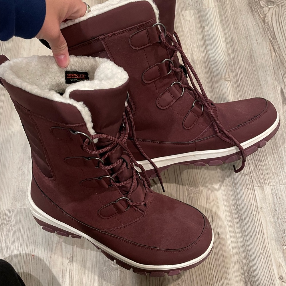 Women snow boots Thermolite dark red